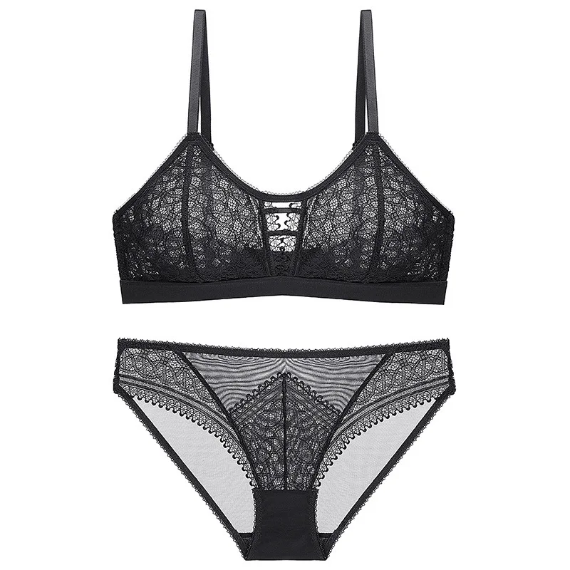 

Thin Cotton Women Lingerie Sexy Embroidery Lace Underwear Sets High Quality Bra Set 3/4 Cup Brand Sexy Intimates Bra & Brief Set