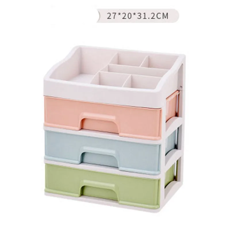 Colorful 3Layer Пластиковая коробка для хранения косметики, косметический ящик, контейнер для макияжа, органайзер для ногтей, шкатулка, настольный держатель для хранения, чехол для хранения, инструменты из бисера - Цвет: Colorful 3Layer