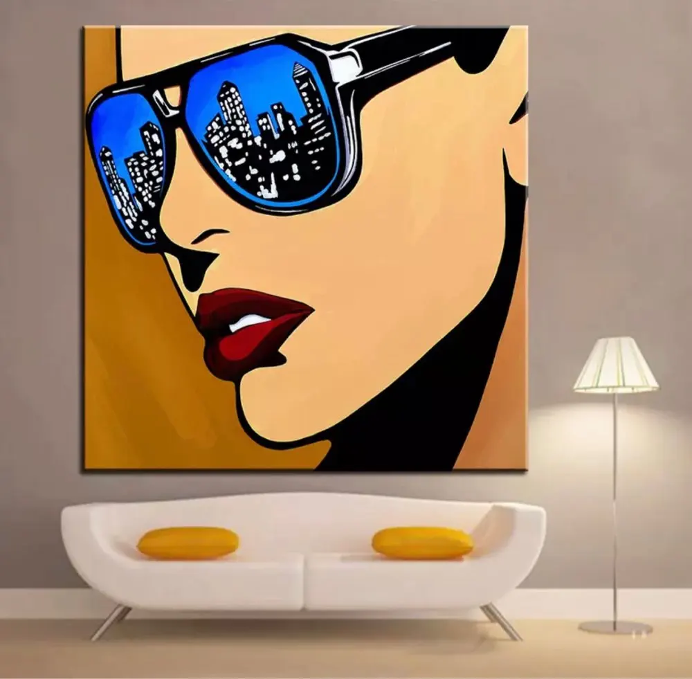 

Hand painted Roy Lichtenstein Pop Art Cartoon oil paintings on canvas Wall art Pictures for living room cuadros quadro