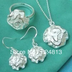 

hot sell new - Charming jewelry Sets rose Necklace ring earring #2268