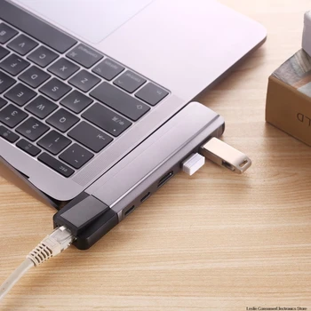 

Dual TYPE-C 6 in 1 HDMI RJ45 NIC Macbook PRO AIR docking station Multi-function dual Type-C hub dropshipping cheap Hot