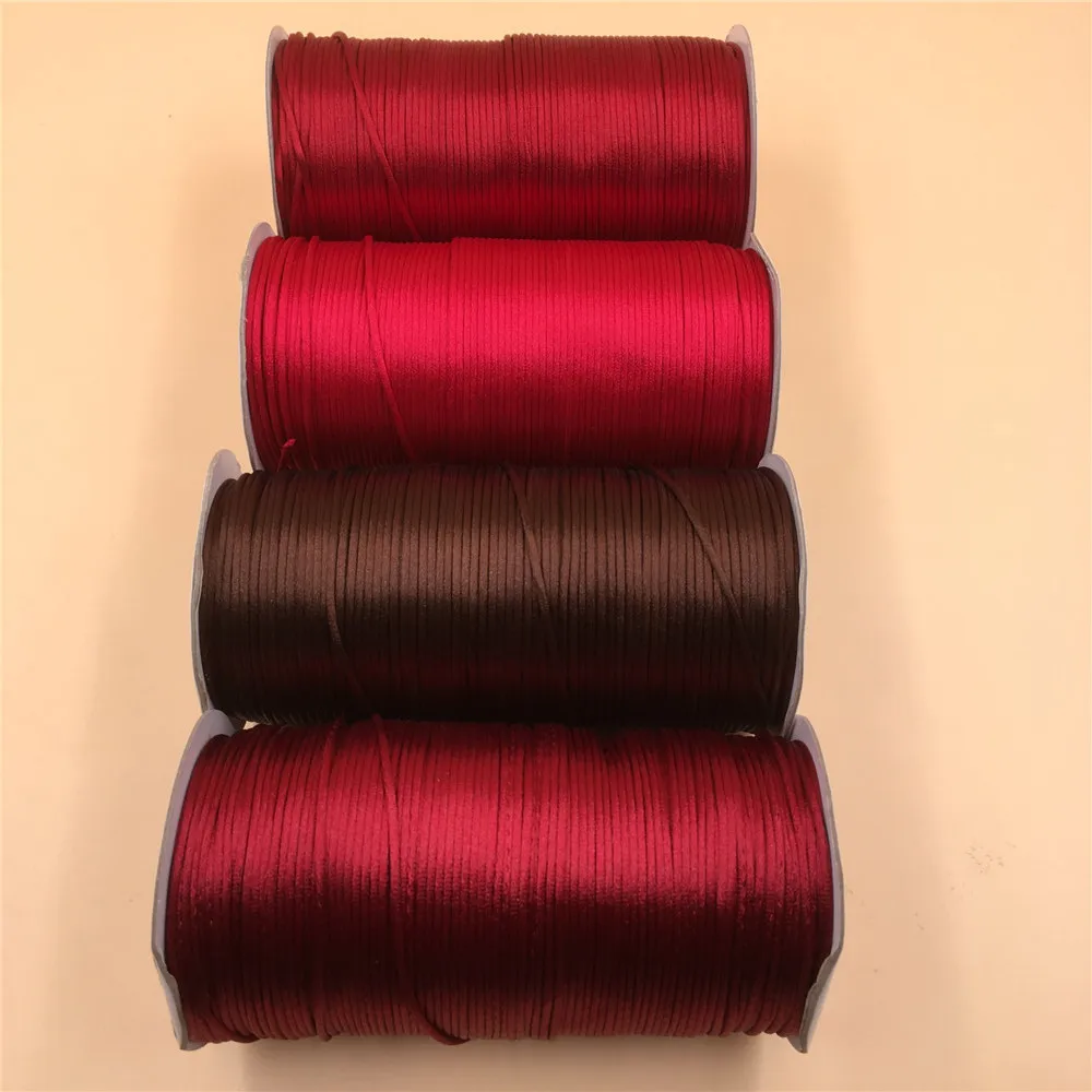 2mm X 20Meters Red Chinese Knot Rattail Satin Cord Braided String Jewelry Findings Beading Rope #R700