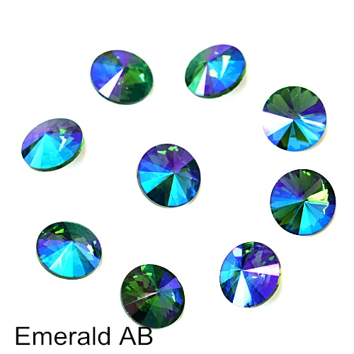 Кристалл AB 8 мм до 18 мм Кристалл Круглый Rivoli формы Pointback стразы модные стразы Модные камень для украшения одежды Y2022 - Цвет: Emerald ab