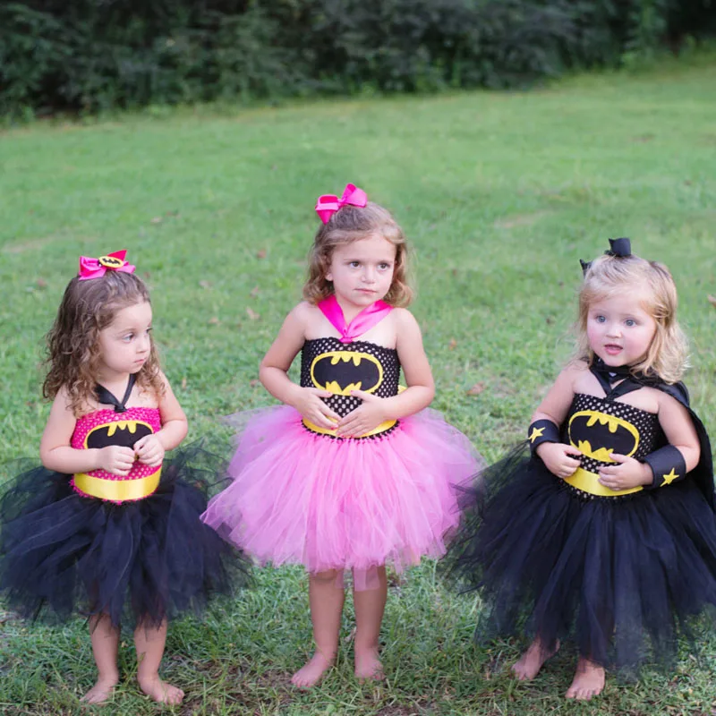 Платье-пачка в стиле супергероя; костюм на день рождения или Хэллоуин; платье-пачка для маленьких девочек с Бэтменом и Суперменом; реквизит для фотосессии; TS045