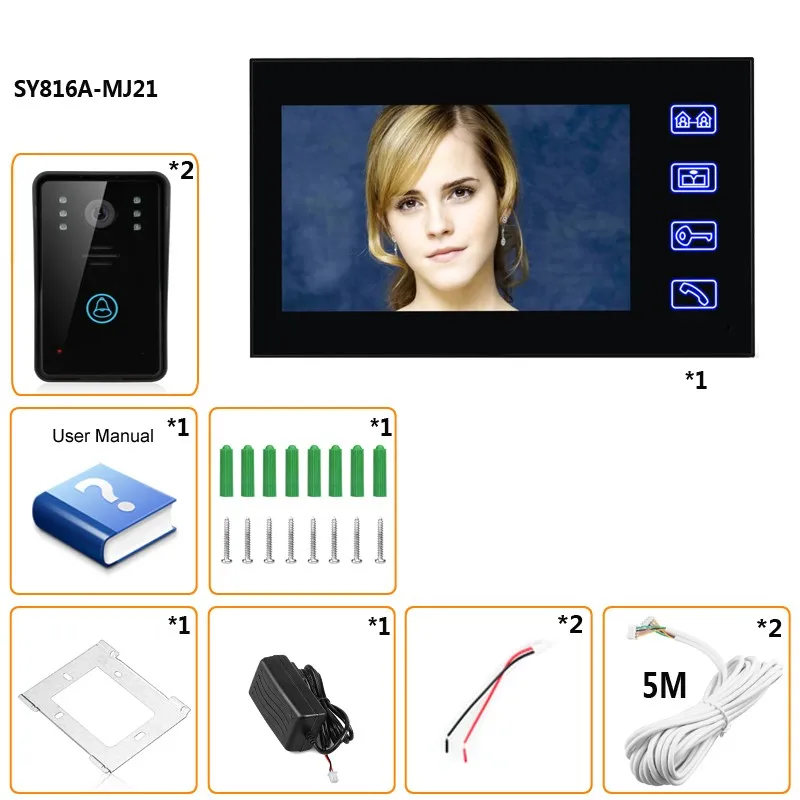 Yobangsecurity видео-телефон двери 7 дюймов видео Дверные звонки домофон Системы комплект разблокировать Ночное видение Мониторы непромокаемые