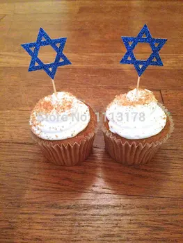 

cheap Hanukkah Star of David Cupcake Toppers -- Hanukkah Decorations / Party Picks cake topper