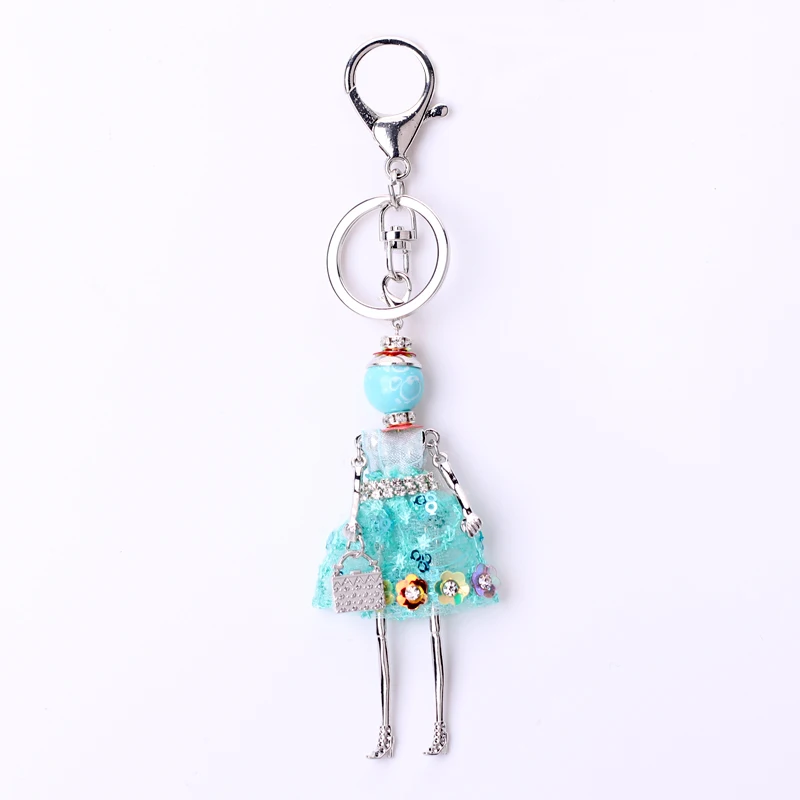 Doll Keychain Rhinestone Girl Fashion Key Chains Girl Doll Keychain