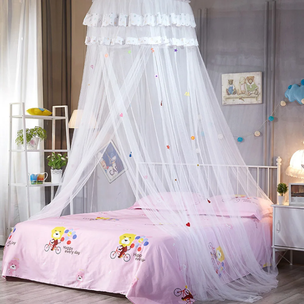 

Bedroom Hanging Canopy Sleeping Kids Cartoon Anti-mosquito Round Dome Summer Heightened Sweet Mesh Lace Bedding Bed Net