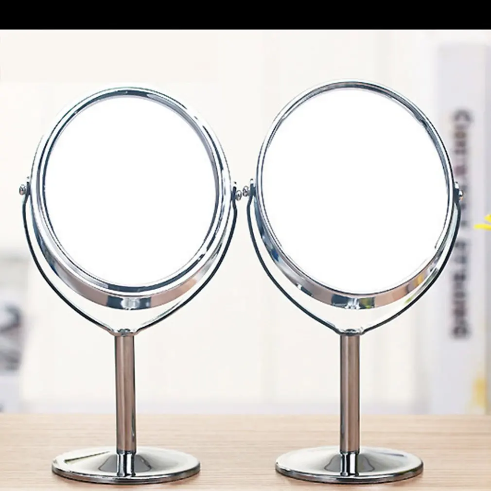 828t корейское металлическое зеркало для макияжа, туалетное зеркало, настольные вращающиеся 1: 2 функции увеличения, женские инструменты для макияжа