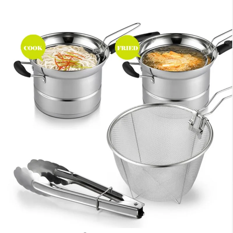 4pcs/sut 22 CM Stock Pots Stainless Steel Multi Purpose Four Seasons Pot Frying Pan Multi