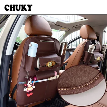 

CHUKY 1pcs Car Back Rear Multi-function Chair Back Leather Storage Bag For Lada granta vesta Opel Astra h g j insignia vectra c
