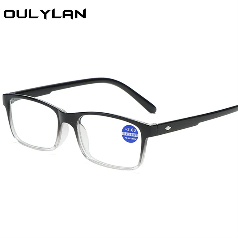 Oulylan Women Vintage Reading Glasses Rectangle Reader Fashion Eyeglasses Men Anti-blue light prescription Hyperopia Glasses