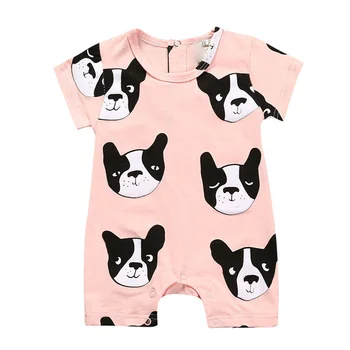 

New Summer Cute Baby Girls Boy Romper Infant Toddler Bebe Short Sleeve Clothing Dog Face Baby Girl Boys Jumpsuit