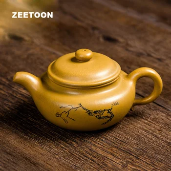 

270ml Authentic Yixing Teapot Carving Fang Gu Pot Master All Handmade China Purple Clay Kung Fu Tea Set Duan Mud Antique Tea Pot