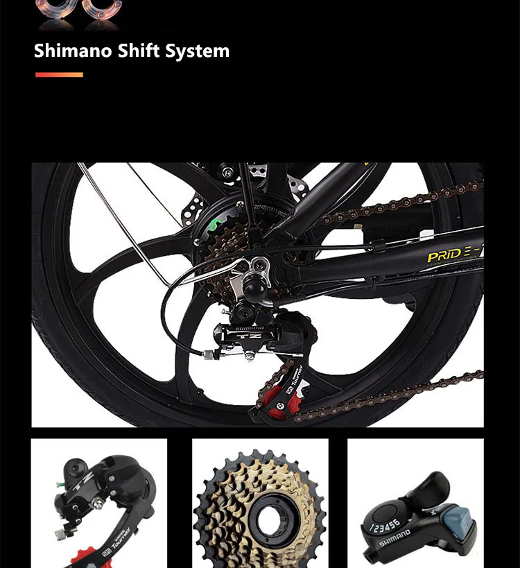 Cheap New Aluminum Alloy frame 20 inch electric bike SHIMAN0 folding mini ebike 200W lithium battery Hydraulic Brake electric bicycle 12