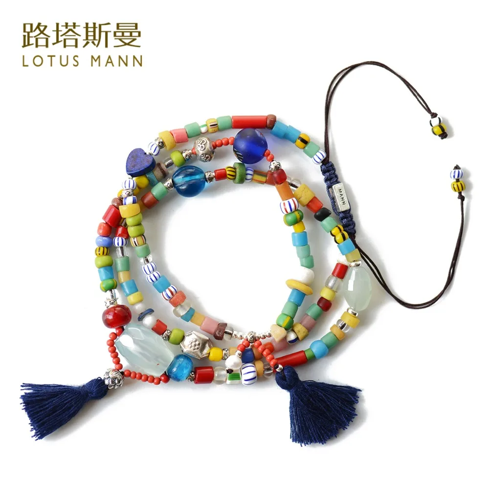 Lotus Mann vieille perle de commerce africain, glaçage coloré son 925 perles  de bracelet en argent trois fois nouveau trésor | AliExpress