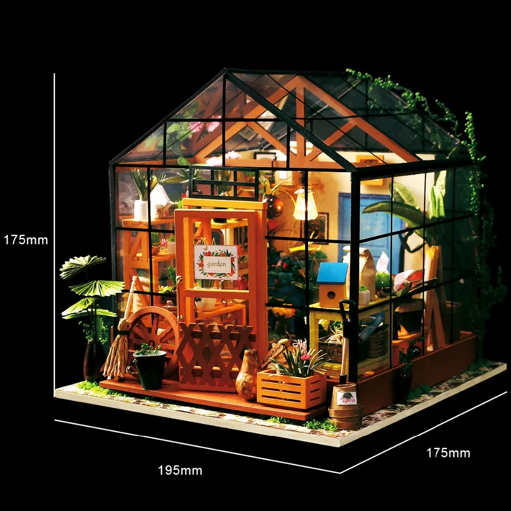 Миниатюрный Кукольный дом Robotime Сделай Сам Kathy's Green Garden с мебели для детей и взрослых, наборы для строительства кукольного домика DG104