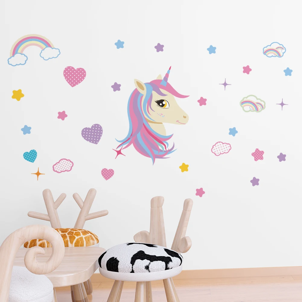 

Rainbow pony anime wall decals My Little Horse 3d vinyl stickers kids bedroom decoration marvel poster cartoon wallpaper