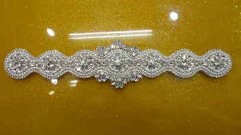 

New bling rhinestone decorations Pearl beaded trims for wedding dresses lace trimCrystal rhinestone applique evening gown