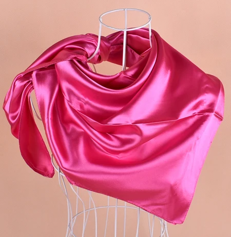 Однотонный Атлас роян Шелковый Hijabs квадратный шарф, шарф шарфы 90*90 см 50 шт./лот#2086