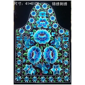 

Chinese vintage style large blue rose embroidery lace patches Applique for DIY dress 41*61cm