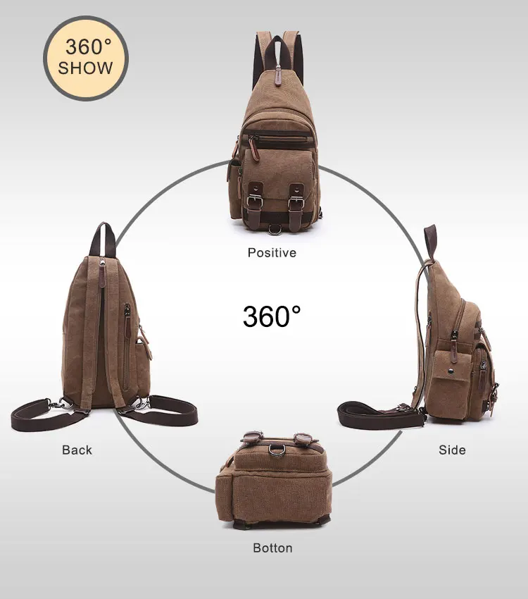 latest model fashion chest bag, sling bag men casual canvas sling bag wholesale