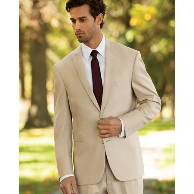 Custom Made mens suits champagne business costume homme 2017 wedding suits for men terno slim fit Groom Suit (Jacket+Pants)