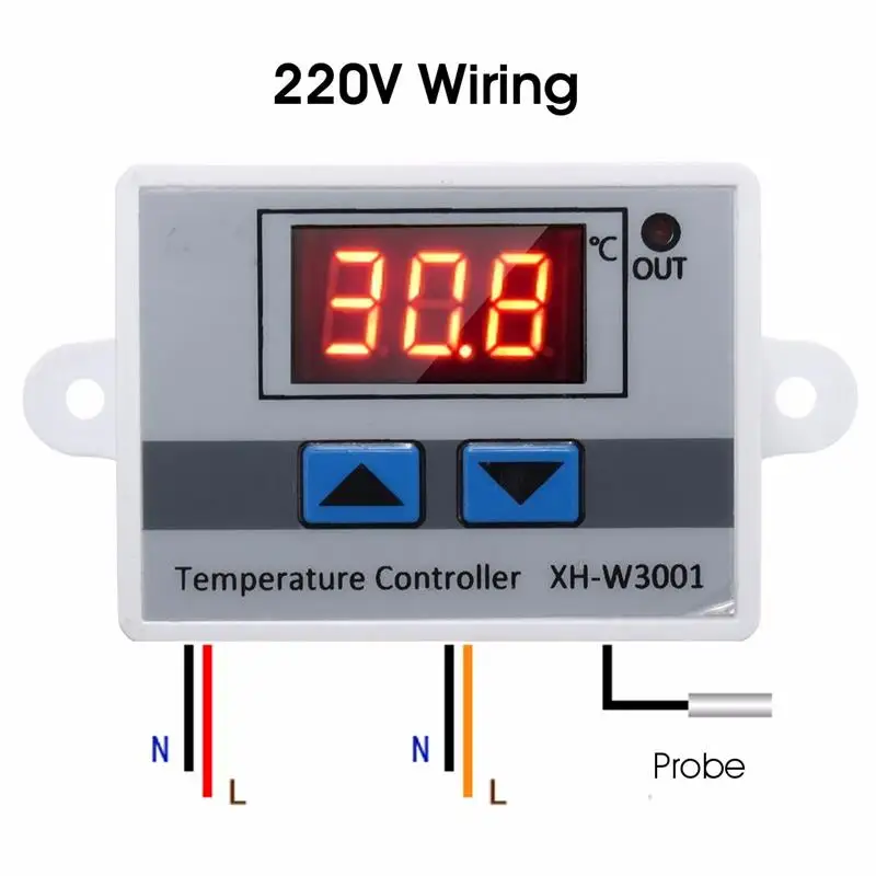 Регулятор температуры 220 В цифровой светодиодный 10 А с термостатом переключатель 1 м водонепроницаемый зонд Диапазон измерения-50C-11