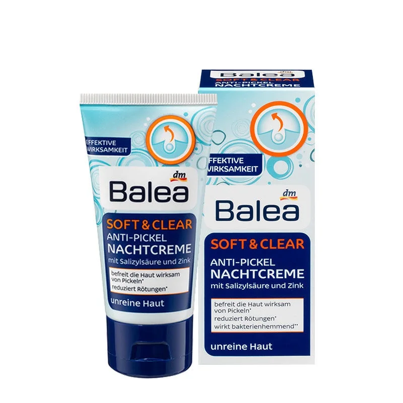 

Germany Balea Soft & Clear Intensive Protection Night Cream For Prone Skin Oil balancing cream Reduce Redness & pimples Vegan