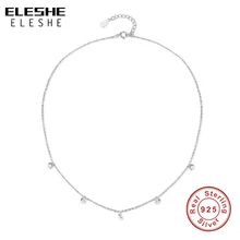 ELESHE модная 925 пробы Серебряная цепочка колье ожерелья для женщин Bijoux Кубический Кристалл бусины ожерелья и подвески