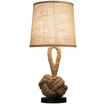 

American retro personality creative bedroom desk lamp fabric hemp rope decoration table lamp