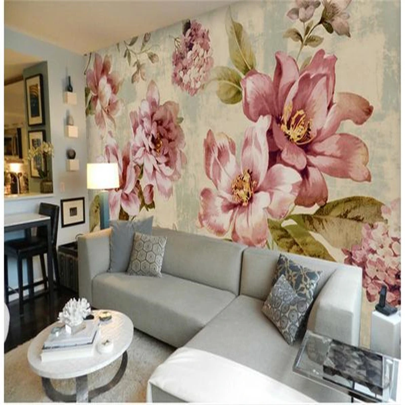 Customize wallpaper papel de parede sala Small fresh garden peony roses mural backdrop papel contact 3d wallpaper for walls 3 d