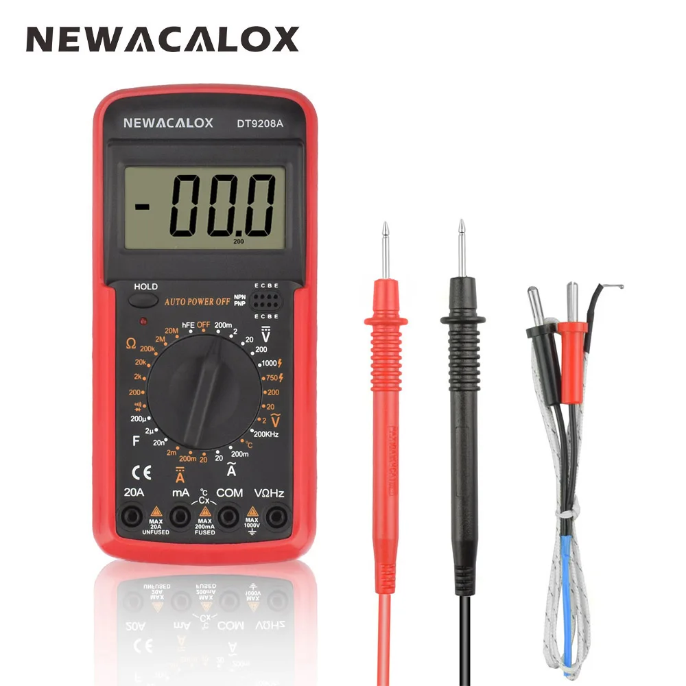 NEWACALOX LCD Temperature Tester Digital Multimeter AC/DC Voltage Current Resistance Capacitance Measurement Tool with Battery NEWACALOX LCD Temperature Tester Digital Multimeter AC/DC Voltage Current Resistance Capacitance Measurement Tool with Battery