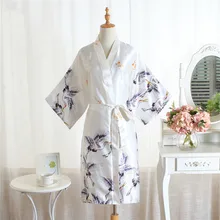 Белый халат для свадьбы, невесты, подружки невесты, летняя одежда для сна, ночное платье с принтом, кимоно, халат, один размер