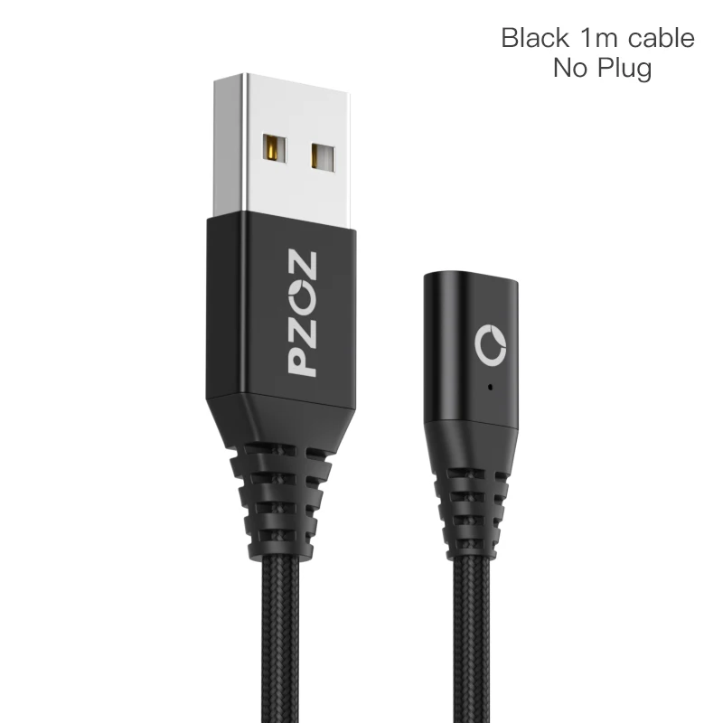 PZOZ Micro USB Магнитный кабель адаптер для быстрой зарядки Кабели для мобильных телефонов Microusb Android зарядное устройство для Samsung Xiaomi Tablet - Цвет: Black Cable