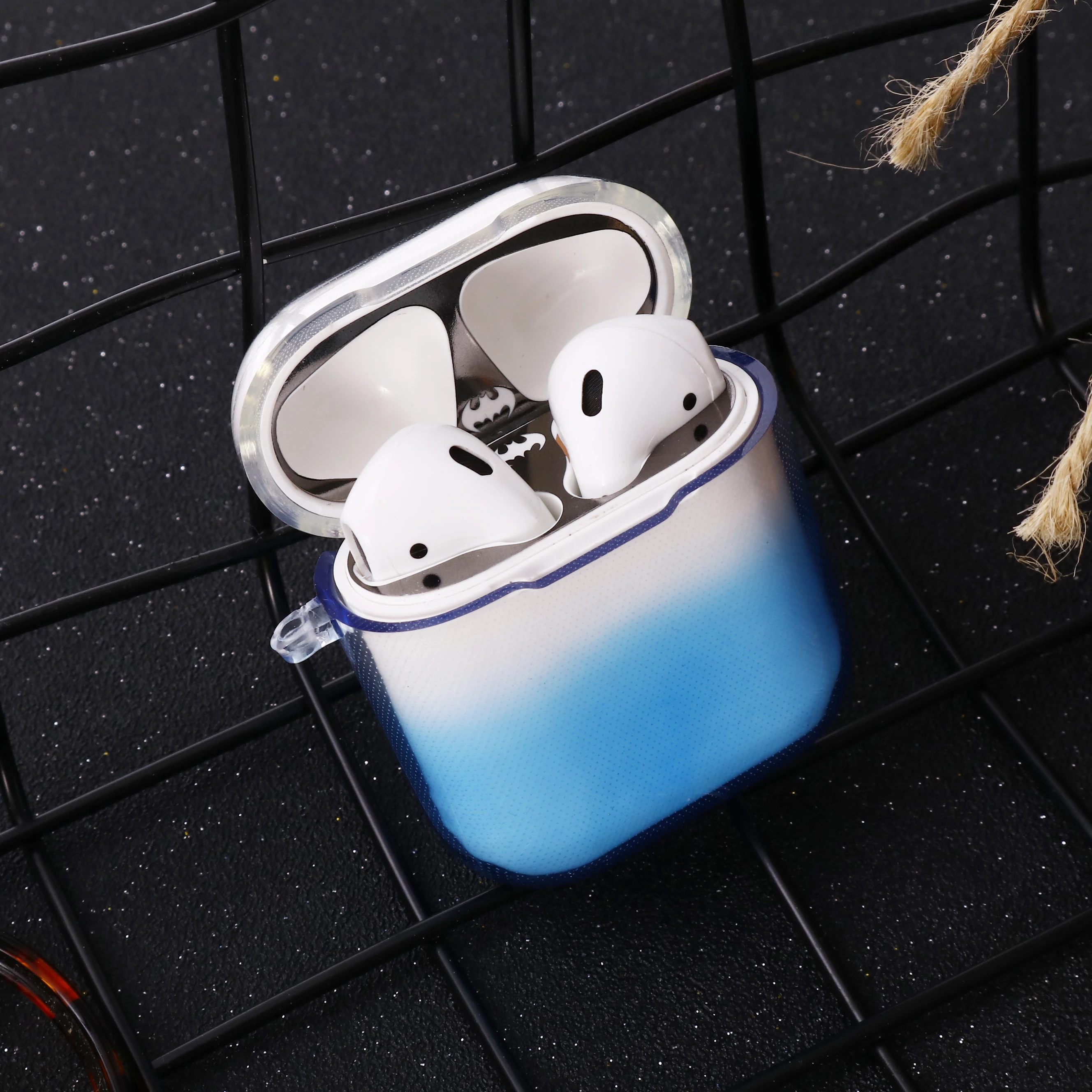 Летний стиль для airpods чехол прозрачный градиент ТПУ мягкий apple наушники