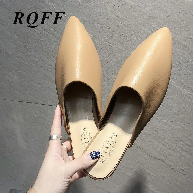 

Women's Shoes Woman Summer Slippers Sandals Pu Solid Outside Flat With Slides Modern Stylish Closed Toe Lazy Mules Blue Black