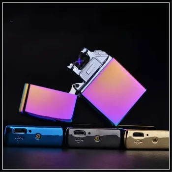

2020 Gift Latest Double Arc Pulse Charging Usb Charging Lighter Windproof Lighter Creative Metal Usb Charging New Arc Lighters