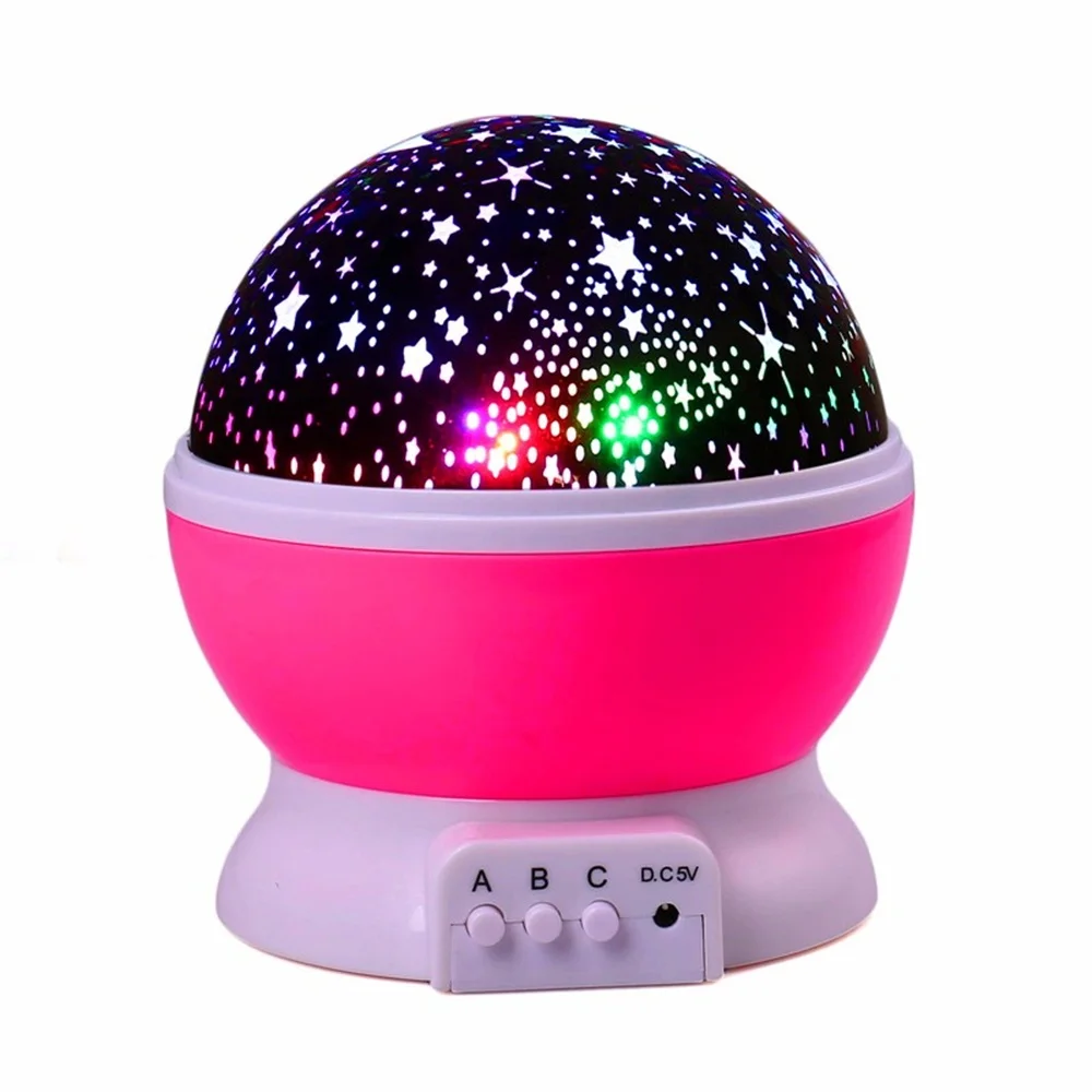 Вращение звезд звездное небо светодиодный Ночной Светильник проектор Луна лампы Батарея USB подарки для детей Дети Спальня лампа проектора - Испускаемый цвет: Розовый