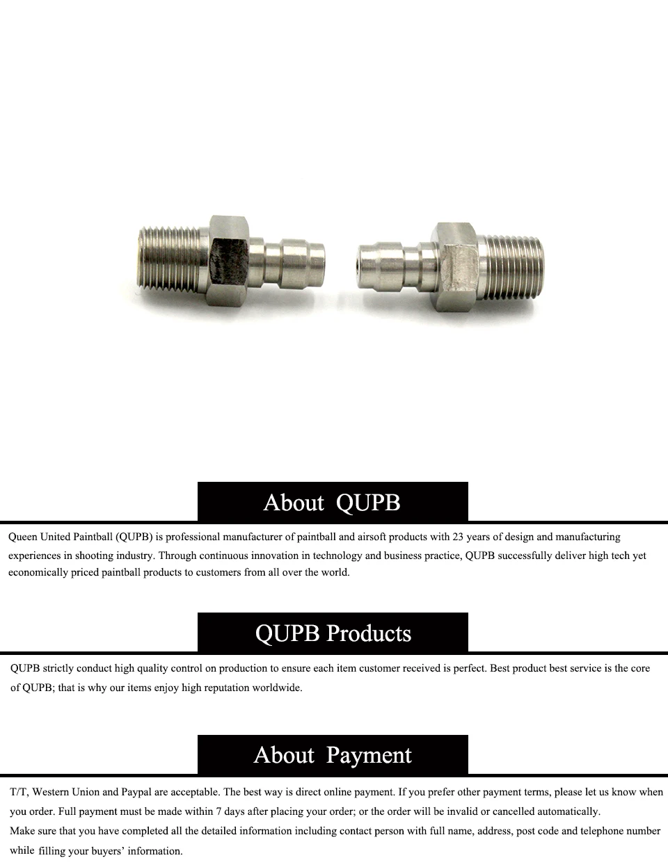 Qupb Пейнтбол Airsoft One Way Фостер клапан 8 мм заполните сосок Нержавеющая сталь 1/8 ''NPT BSPP M10Thread PTF001