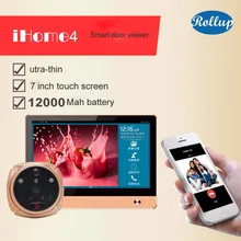 ROLLUP iHome4 WiFi Timbre Mirilla Espectador de La Puerta y de Vídeo IP 7 pulgadas de pantalla ir pir puerta cámara hd motion detectar puerta campana