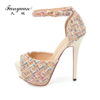 

Fanyuan Woman Sandals Summer Shoes Platform Super High Heels Women Summer Sandals Sexy Stiletto Ladies Club Prom Shoes Sandals