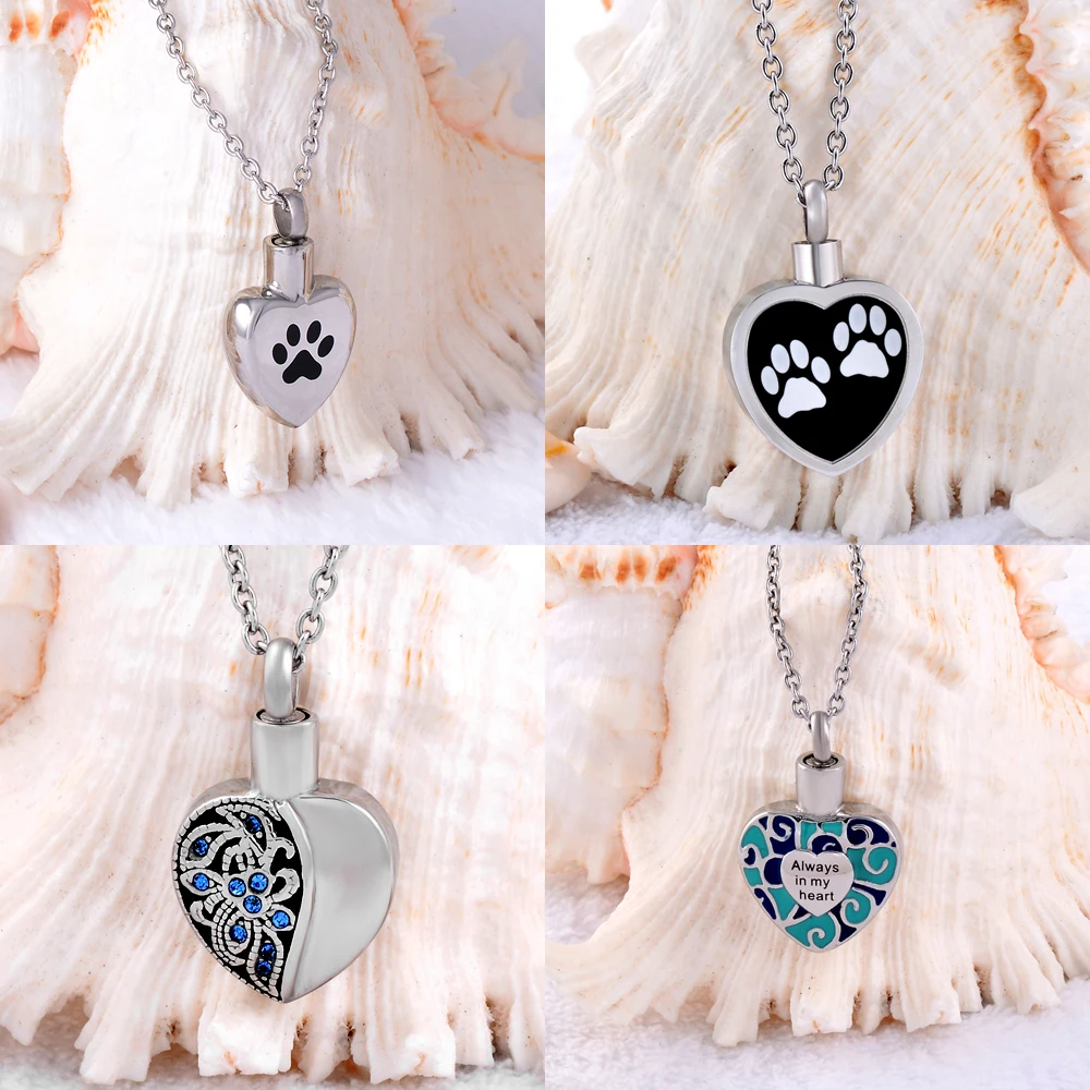 FB8186 Angel Dog Stainless Steel Cremation Pendant Necklace Pet Ashes Urn