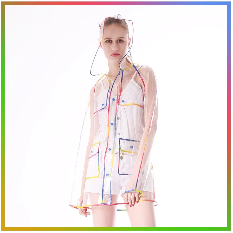 Najtaniej Eva przezroczysty płaszcz przeciwdeszczowy na przezroczystą kurtka przeciwdeszczowa z kapturem na damski płaszcz przeciwdeszczowy na zewnątrz wodoodporne płaszcze przeciwdeszczowe Unisex damskie płaszcze przeciwdeszczowe