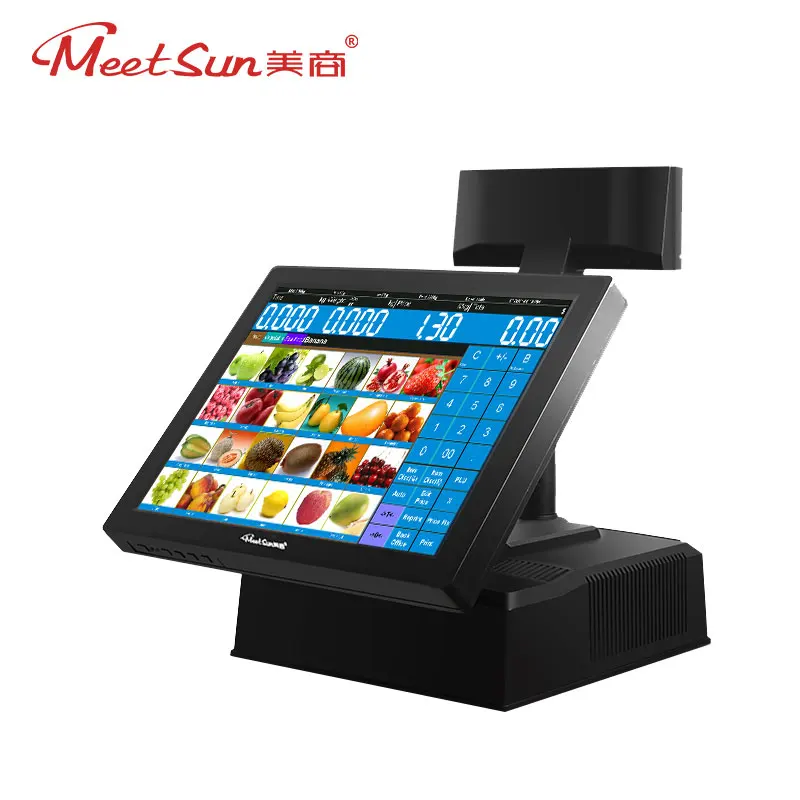 

Meetsun New 15 Inch Touch Screen LCD Monitor POS Terminal Machine POS System Cash Register with LED8N Customer Display MS-808C