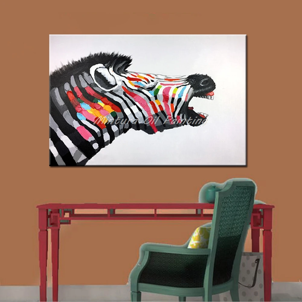 Arthyx Картины ручная роспись Зебра Животные Холст Картина маслом для Гостиная домашний декор для стен, искусство, картинки, на стену Картины