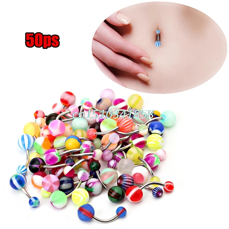 NTTHNCF 50 шт./компл. Assorited бар живот пирсинга пупка 1,6 мм# Y51