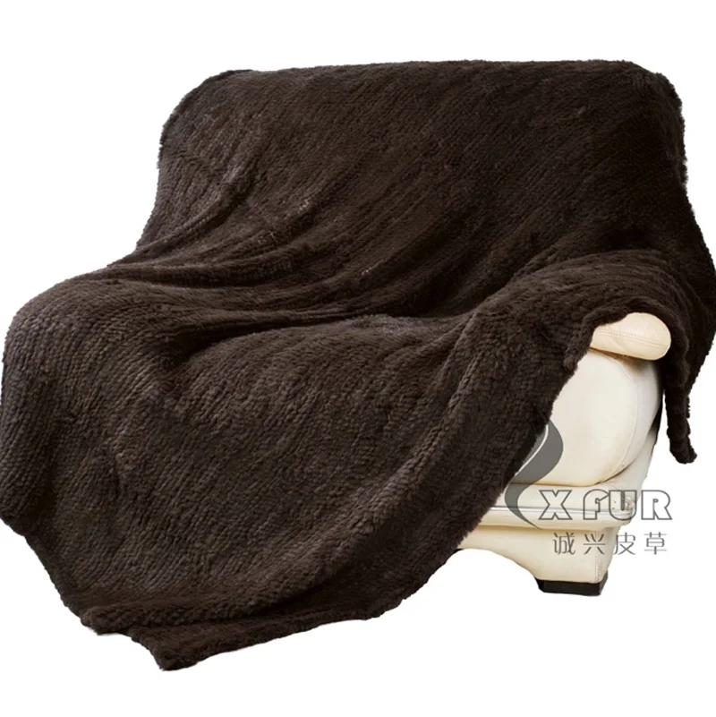 

CX-D-16B 200X150 Rabbit Fur Knitted Wholesale Throw Blanket Factory China