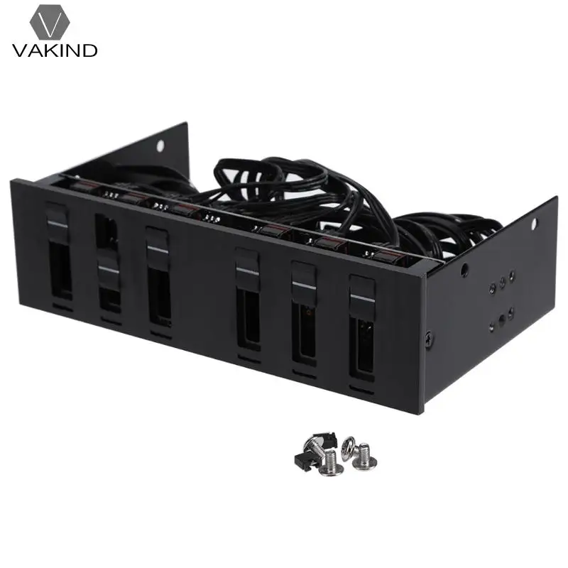 

6 Channel 3pin 4 Pin Computer Fan Speed Controller Desktop PC Case Front Panel CPU Temperature Sensor with LED Light Indicator