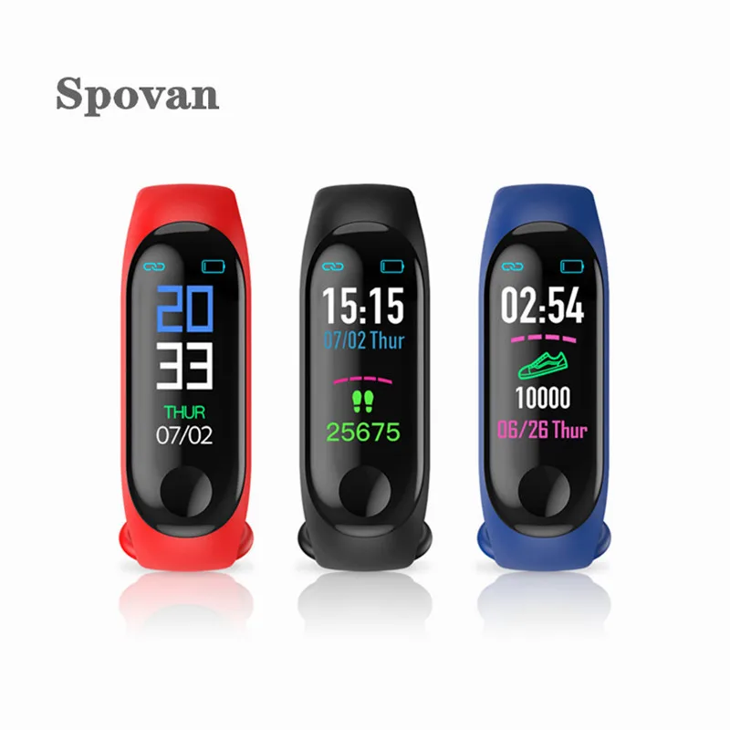 

Spovan M3 Bluetooth Sport Smart Wristband Blood Pressure Heart Rate Monitor M3 Smart Band Fitness Tracker Pedometer Band